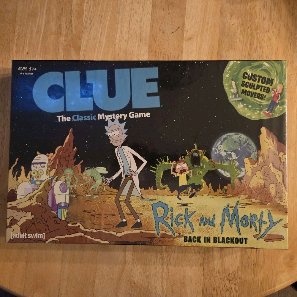 Rick And Morty CLUE Classic Mystery Board Game Adult Swim Back In Blackout NEW